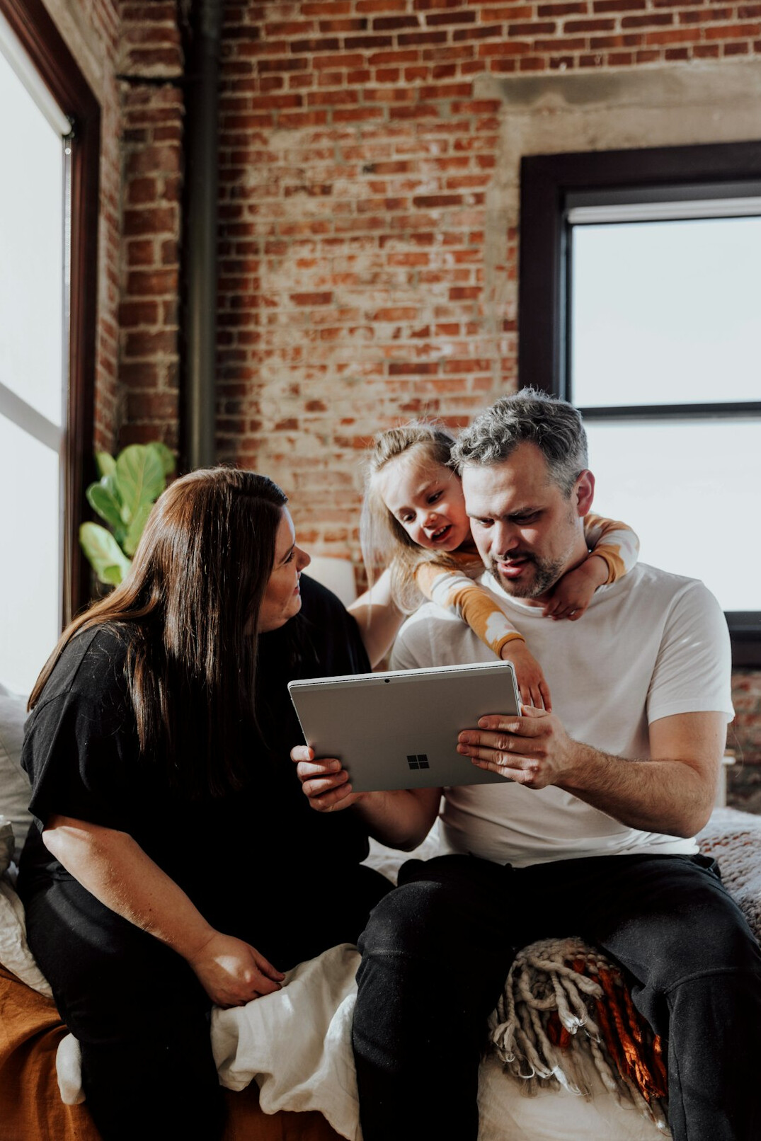 family reviewing monthly budget